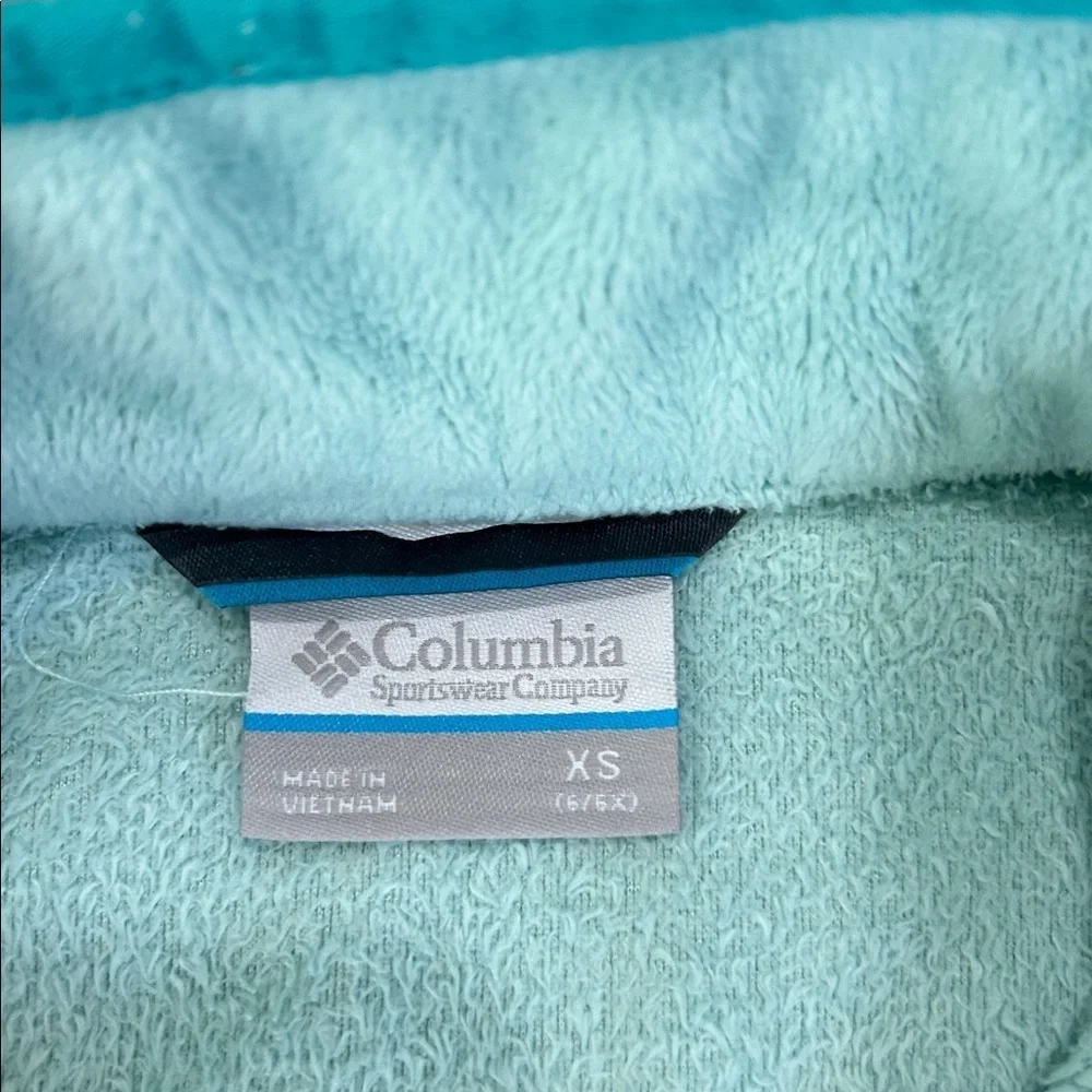 Columbia Light Blue/Turquoise Zip Fleece Jacket Girls XS 6/6X